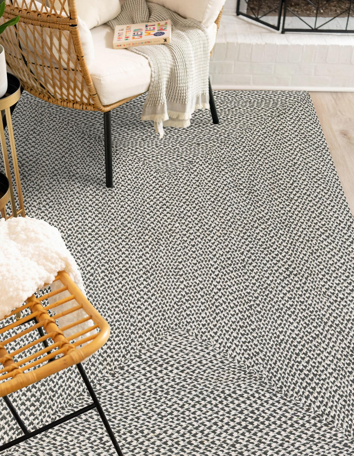 Highland Woven Jute Collection Area Rug - Glenmore (Gray) Rectangle Gray  lifestyle 3