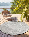 Sustainable Strands Indoor-Outdoor Oasis Collection Area Rug -  Sandbar (Gray) Round Gray  lifestyle 3