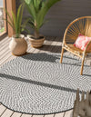 Sustainable Strands Indoor-Outdoor Oasis Collection Area Rug -  Sandbar (Gray) Round Gray  lifestyle 7