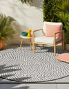 Sustainable Strands Indoor-Outdoor Oasis Collection Area Rug -  Sandbar (Gray) Round Gray  lifestyle 9