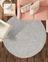 Sustainable Strands Indoor-Outdoor Oasis Collection Area Rug -  Sandbar (Gray) Round Gray  lifestyle 12