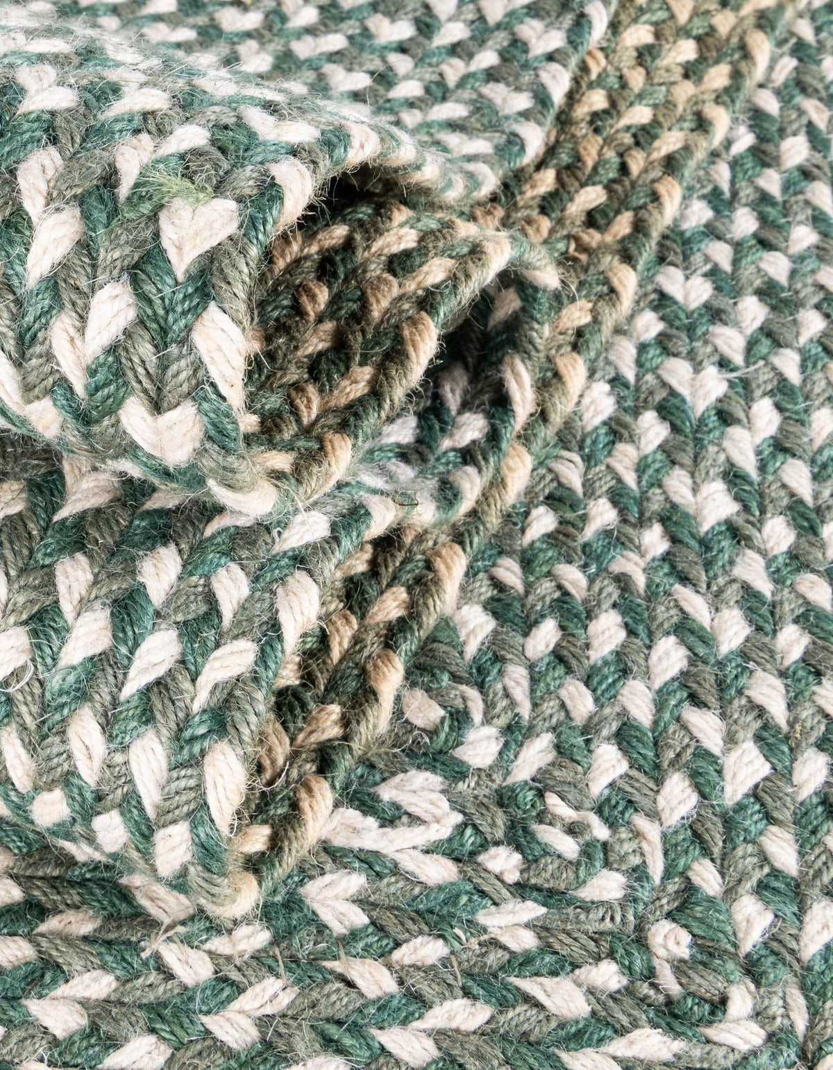 Highland Woven Jute Collection Area Rug - Glenmore (Green) Oval Green  lifestyle 75