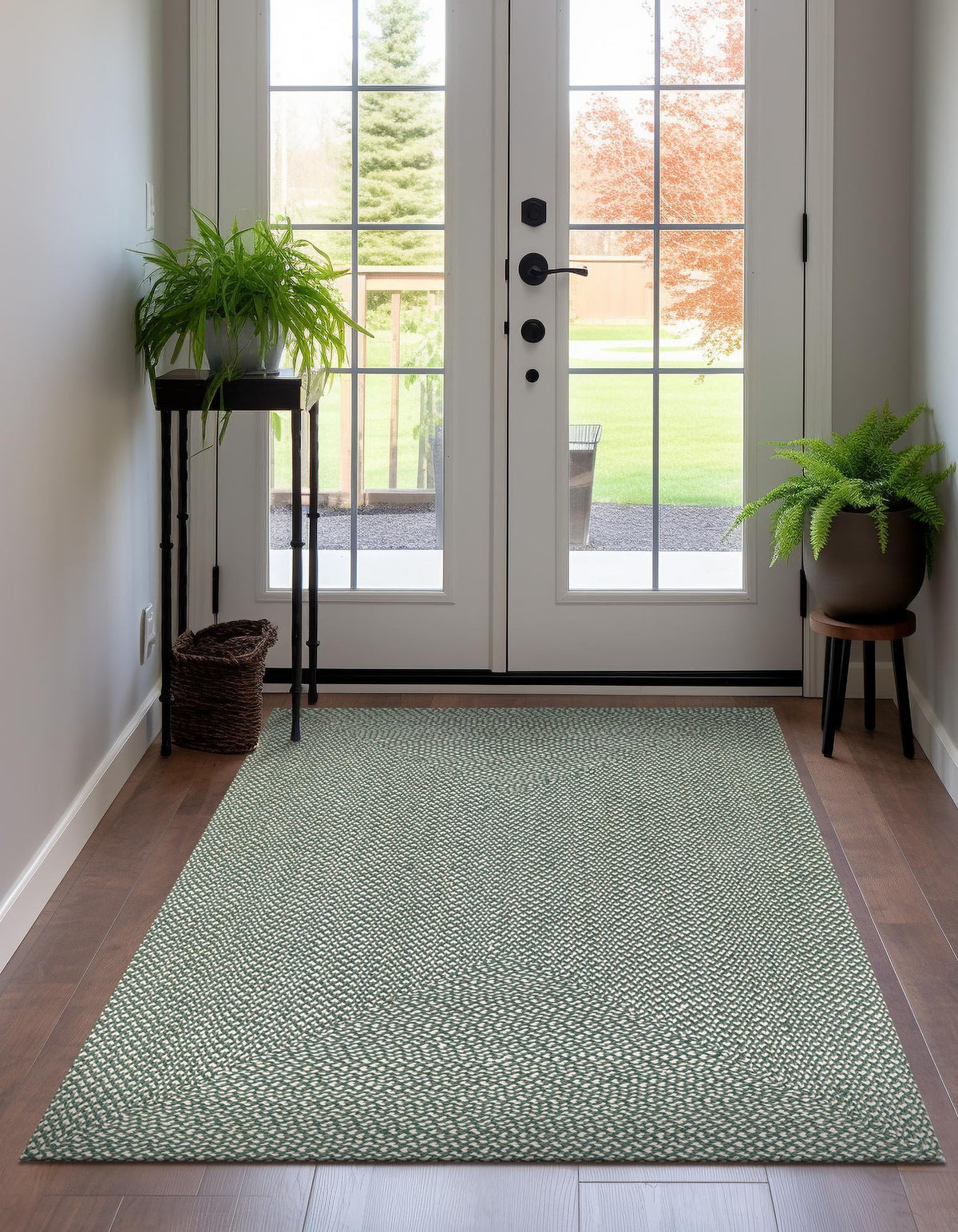 Highland Woven Jute Collection Area Rug - Glenmore (Green) Rectangle Green  lifestyle 3