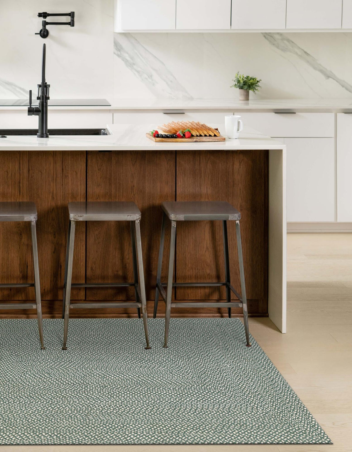 Highland Woven Jute Collection Area Rug - Glenmore (Green) Rectangle Green  lifestyle 5