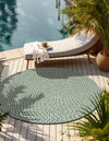 Sustainable Strands Indoor-Outdoor Oasis Collection Area Rug -  Sandbar (Green) Round Green  lifestyle 4