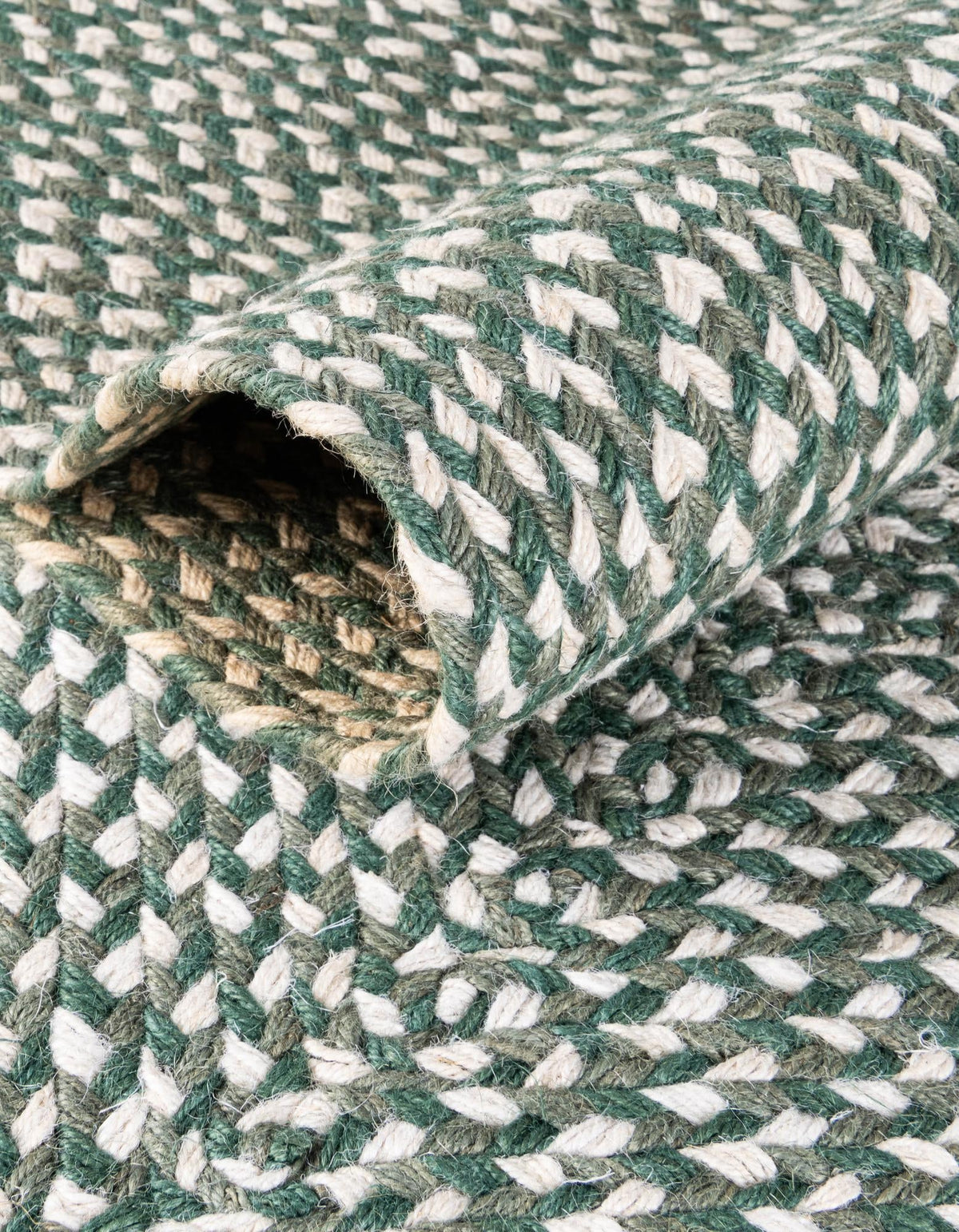 Highland Braided Jute Collection Area Rug - Glenmore (Green) Runner Green  lifestyle 3
