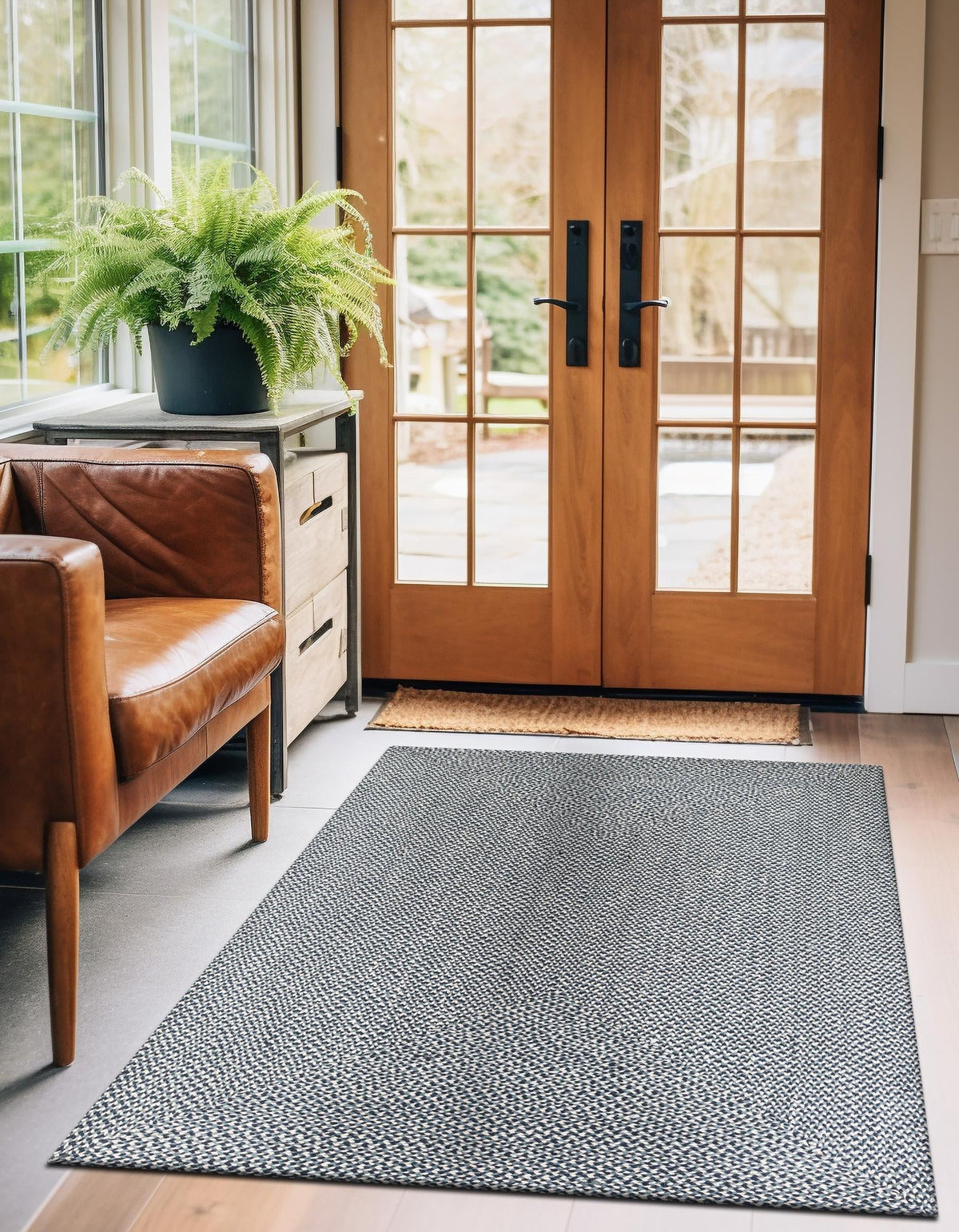 Highland Woven Jute Collection Area Rug - Glenmore (Navy Blue) Rectangle Navy Blue  lifestyle 2