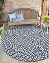 Sustainable Strands Indoor-Outdoor Oasis Collection Area Rug -  Sandbar (Navy Blue) Round Navy Blue  lifestyle 4