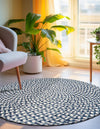 Sustainable Strands Indoor-Outdoor Oasis Collection Area Rug -  Sandbar (Navy Blue) Round Navy Blue  lifestyle 5