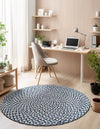 Sustainable Strands Indoor-Outdoor Oasis Collection Area Rug -  Sandbar (Navy Blue) Round Navy Blue  lifestyle 7