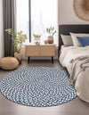Sustainable Strands Indoor-Outdoor Oasis Collection Area Rug -  Sandbar (Navy Blue) Round Navy Blue  lifestyle 9