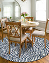 Sustainable Strands Indoor-Outdoor Oasis Collection Area Rug -  Sandbar (Navy Blue) Round Navy Blue  lifestyle 11