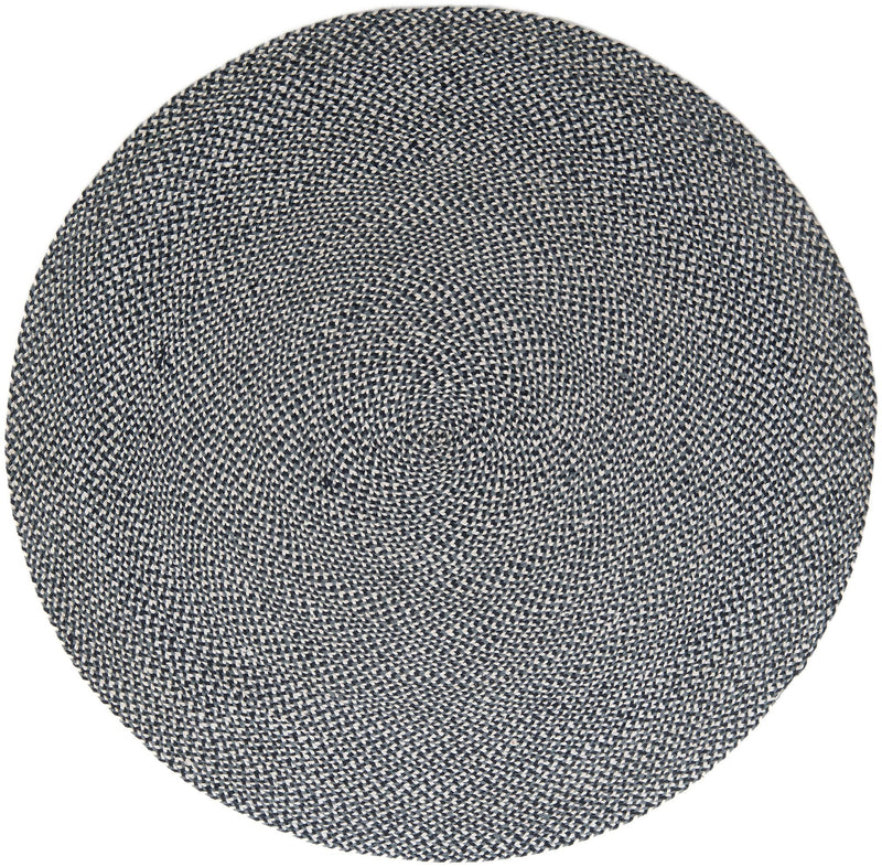 Highland Woven Jute Collection Area Rug - Glenmore (Navy Blue) Round Navy Blue  lifestyle 38