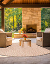 Sustainable Strands Indoor-Outdoor Oasis Collection Area Rug -  Sandbar (Light Brown) Round Light Brown  lifestyle 8