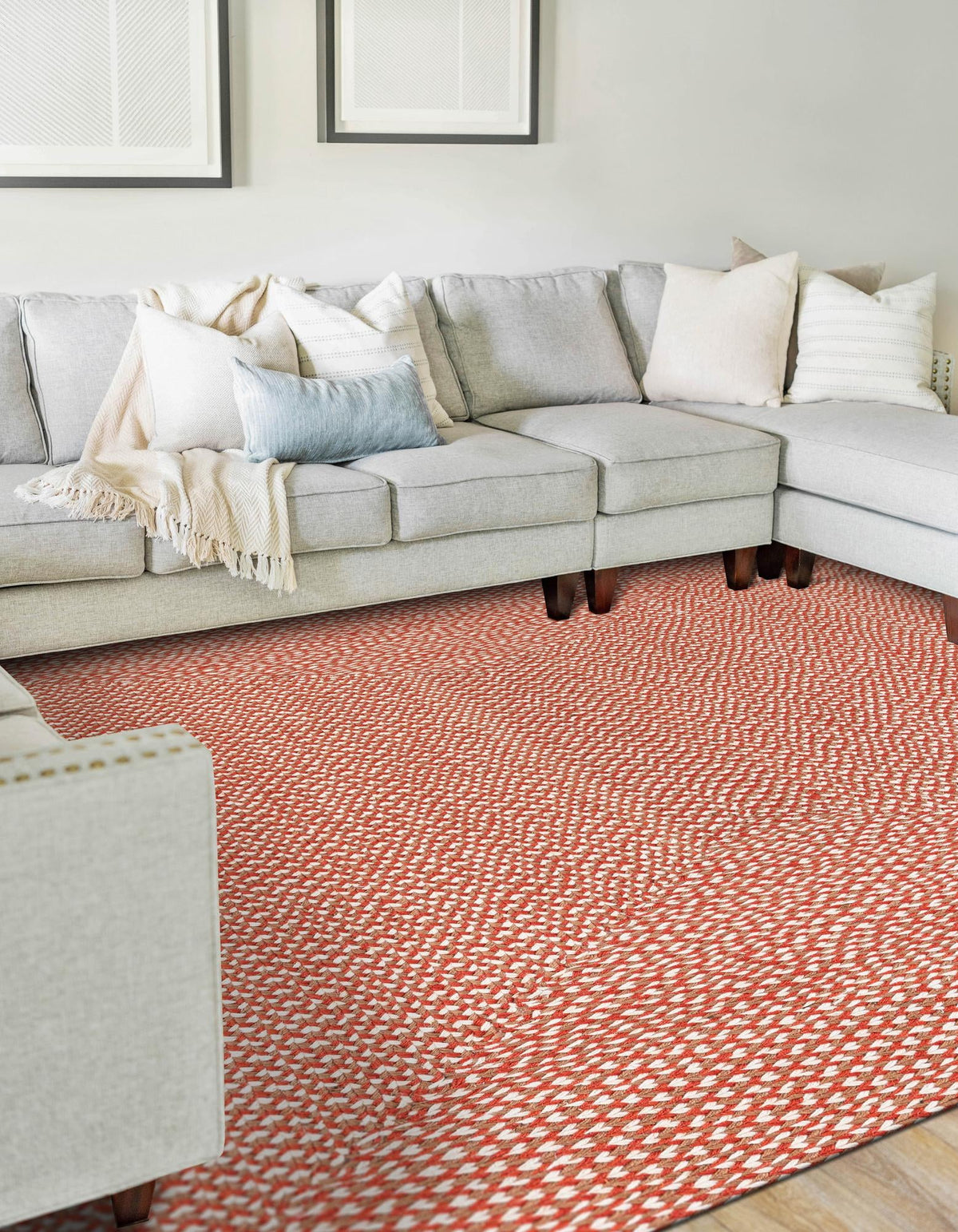 Highland Woven Jute Collection Area Rug - Glenmore (Rust Red) Rectangle Rust Red  lifestyle 2
