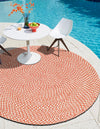 Highland Braided Jute Collection Area Rug - Glenmore (Rust Red) Round Rust Red  lifestyle 13