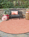 Sustainable Strands Indoor-Outdoor Oasis Collection Area Rug -  Sandbar (Rust Red) Round Rust Red  lifestyle 10