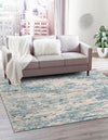 Serenity Sands Collection Area Rug - Dunescape Square Blue  lifestyle 80