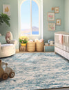 Serenity Sands Collection Area Rug - Dunescape Square Blue  lifestyle 89