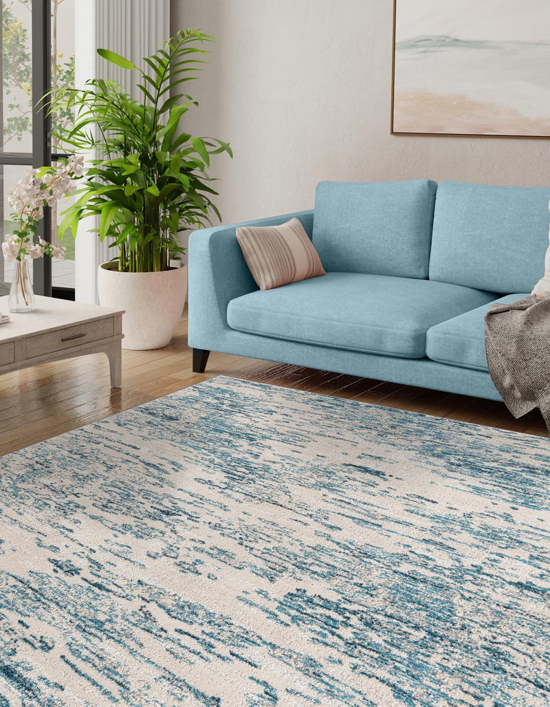 Serenity Sands Collection Area Rug - Dunescape Square Blue  lifestyle 109