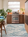 Serenity Sands Collection Area Rug - Dunescape Square Blue  lifestyle 119
