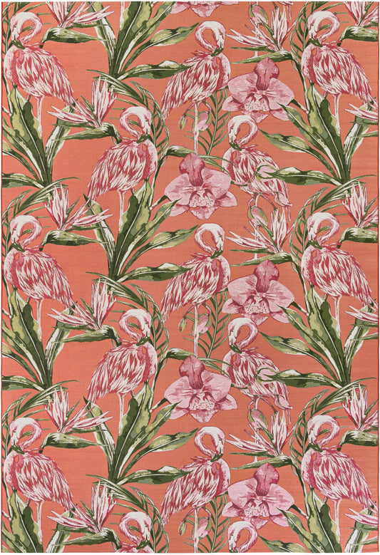 Seaside Blooms Collection Area Rug -  Kyoto Rectangle Coral Main