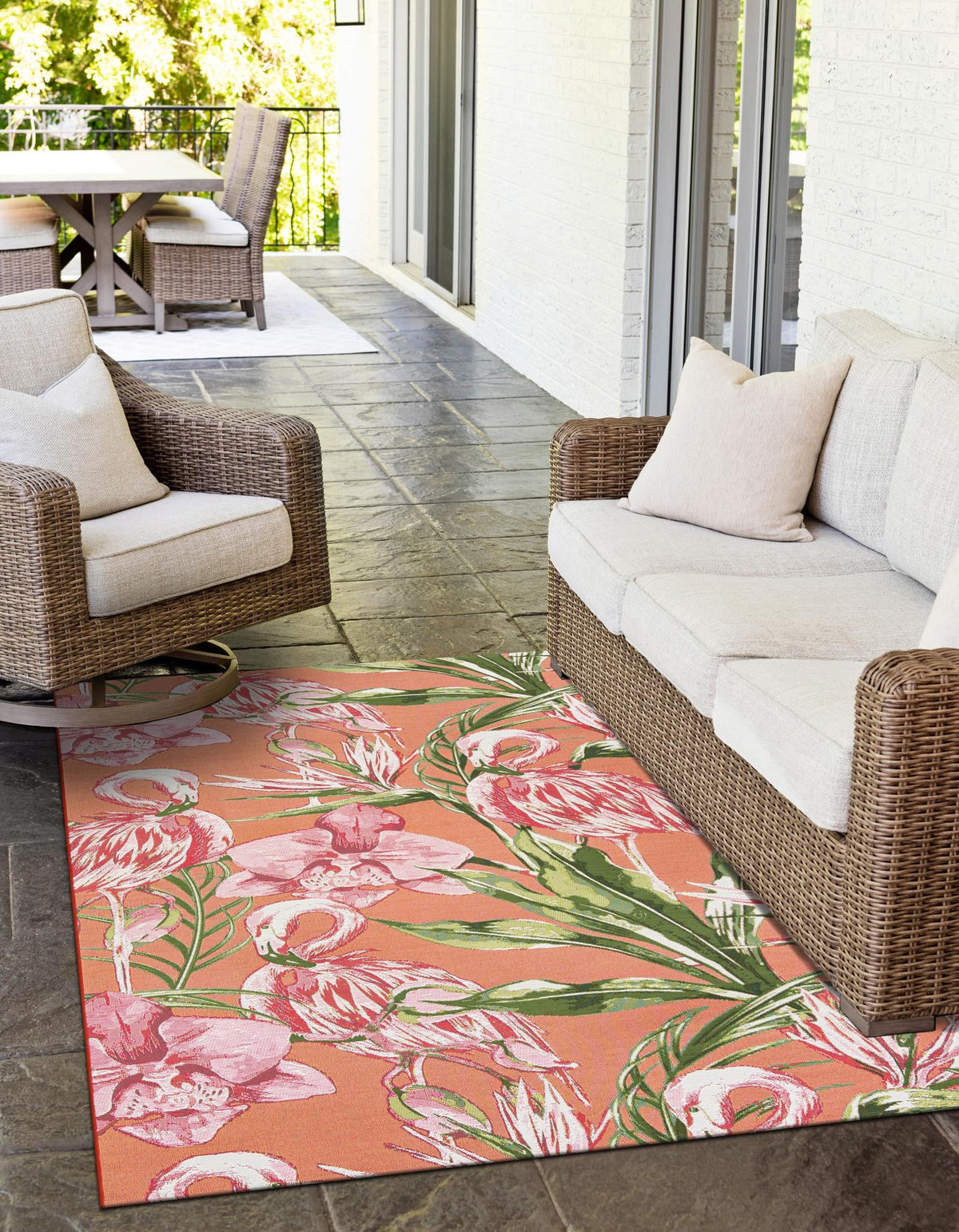 Seaside Blooms Collection Area Rug -  Kyoto Rectangle Coral Main