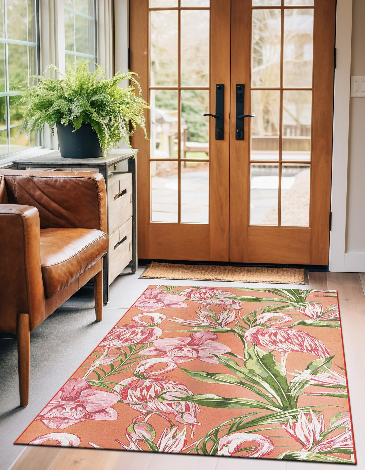 Seaside Blooms Collection Area Rug -  Kyoto Rectangle Coral  lifestyle 2