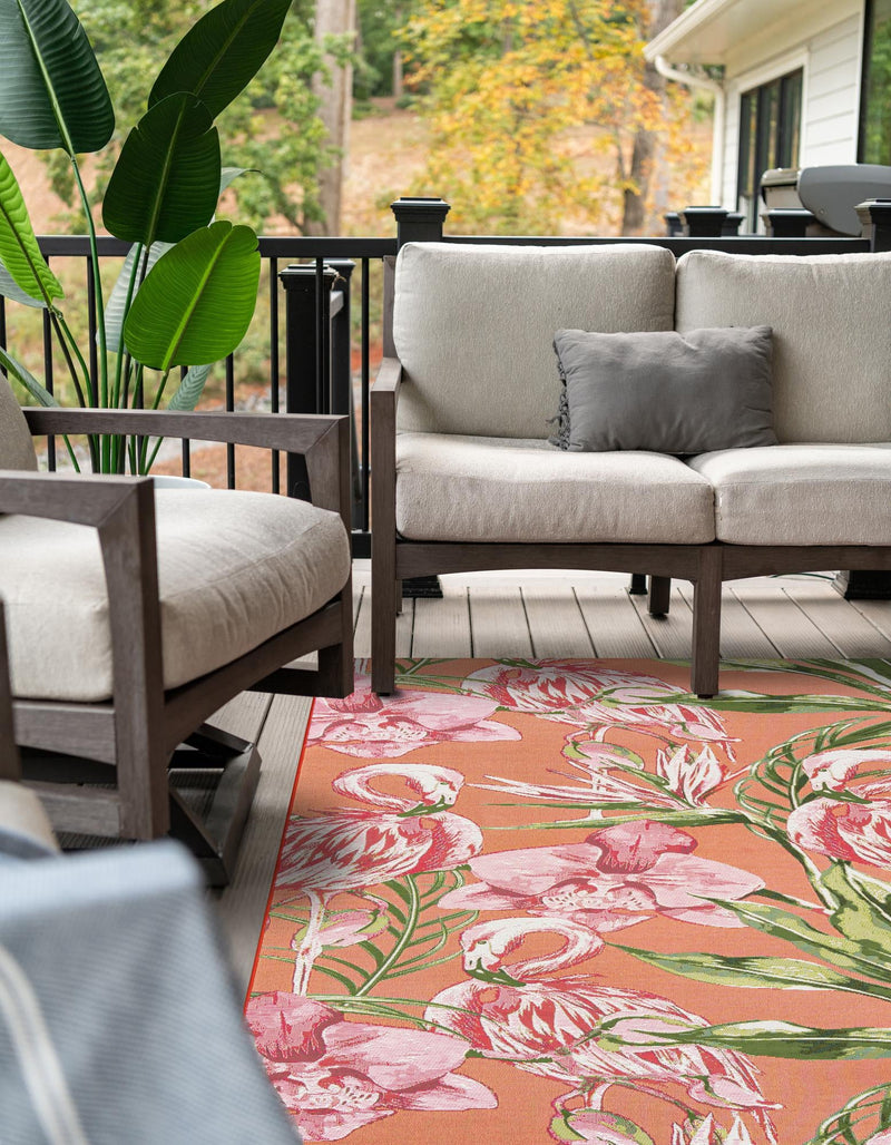 Seaside Blooms Collection Area Rug -  Kyoto Rectangle Coral  lifestyle 3