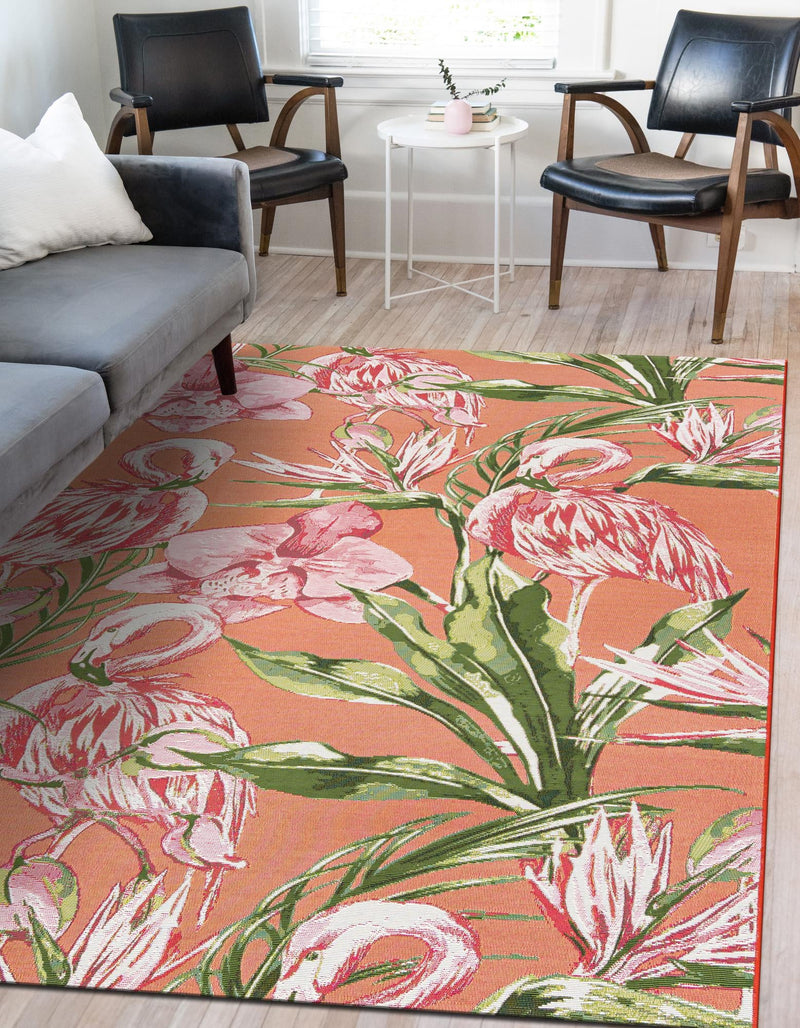 Seaside Blooms Collection Area Rug -  Kyoto Rectangle Coral  lifestyle 4