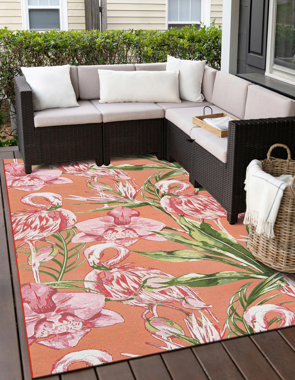 Seaside Blooms Collection Area Rug -  Kyoto Rectangle Coral  lifestyle 5