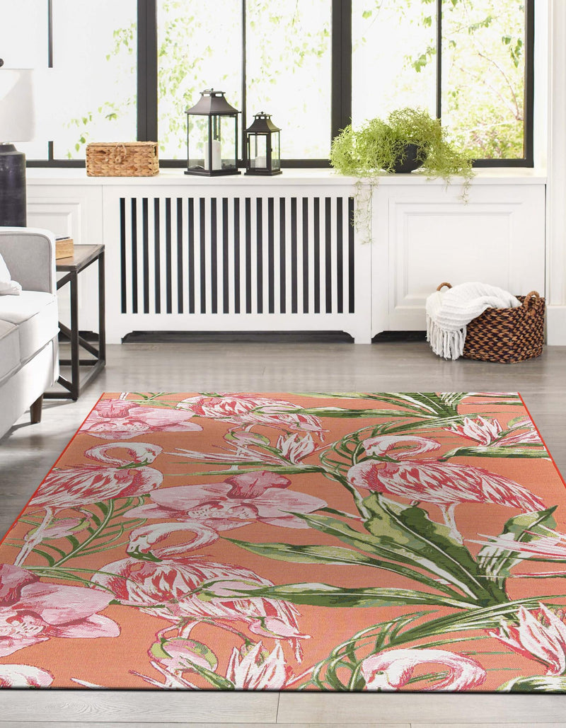 Seaside Blooms Collection Area Rug -  Kyoto Rectangle Coral  lifestyle 8