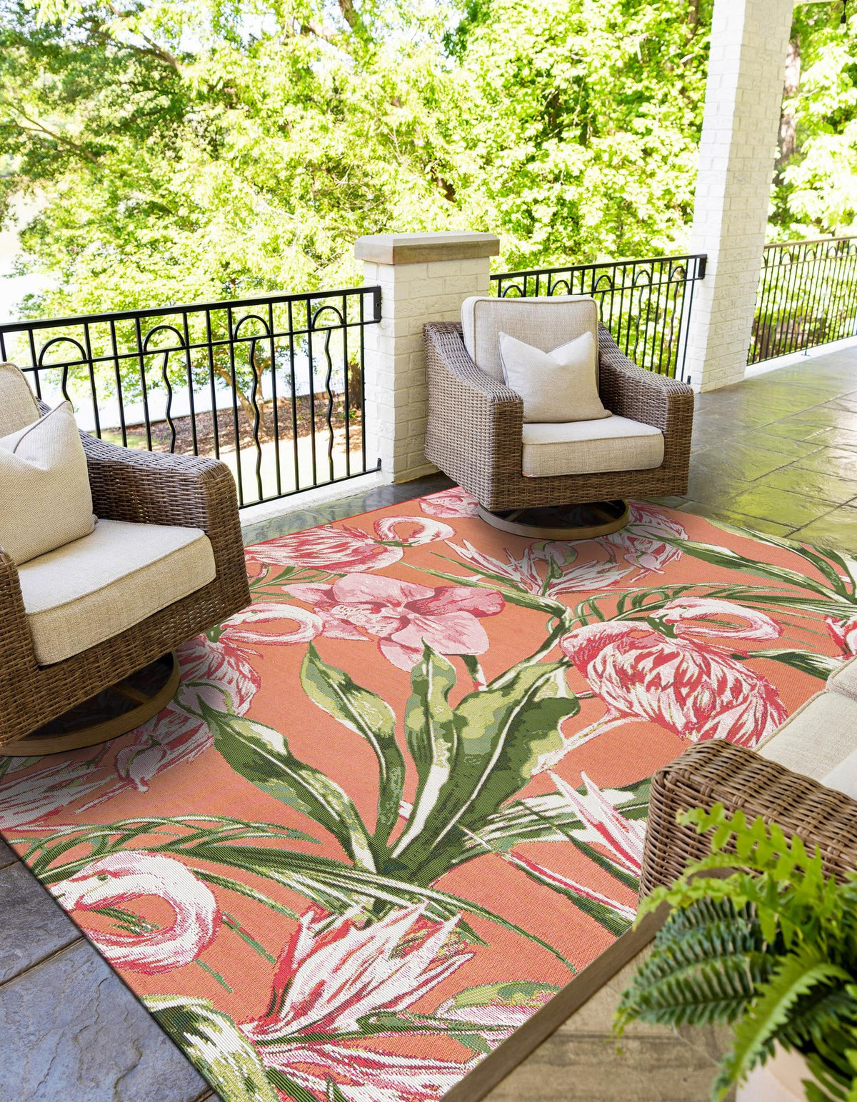 Seaside Blooms Collection Area Rug -  Kyoto Rectangle Coral  lifestyle 9