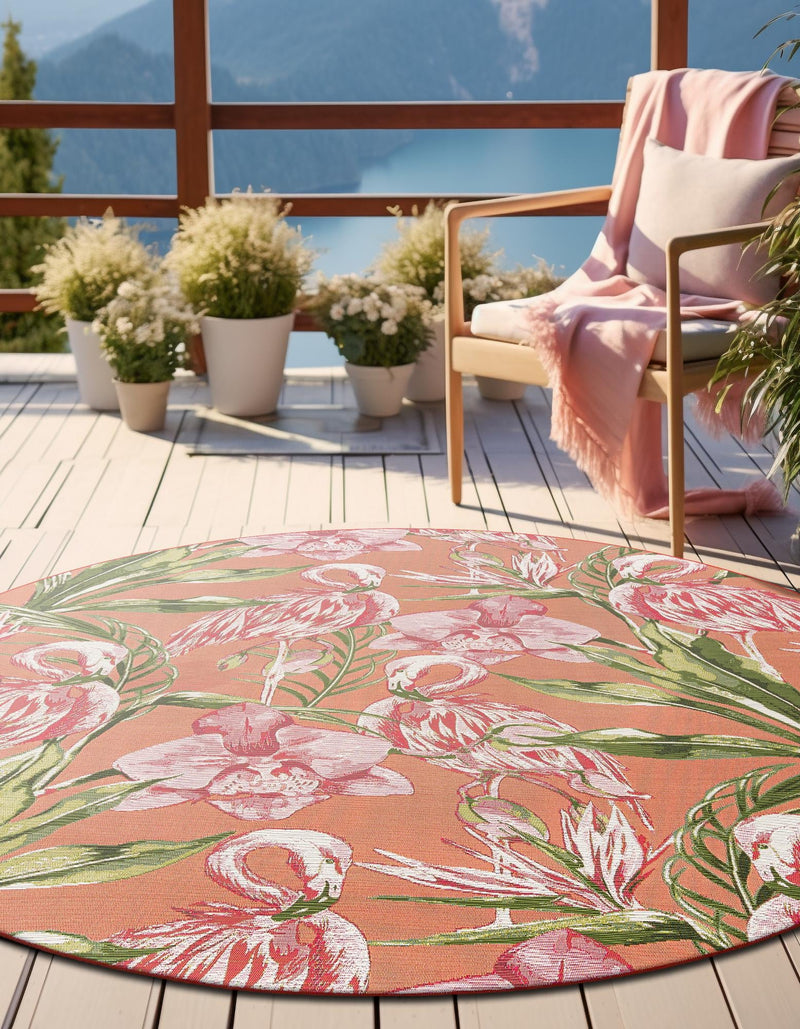 Seaside Blooms Collection Area Rug -  Kyoto Round Coral  lifestyle 18