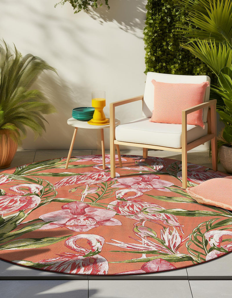 Seaside Blooms Collection Area Rug -  Kyoto Round Coral  lifestyle 21