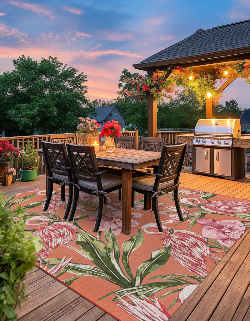 Seaside Blooms Collection Area Rug -  Kyoto Square Coral  lifestyle 21