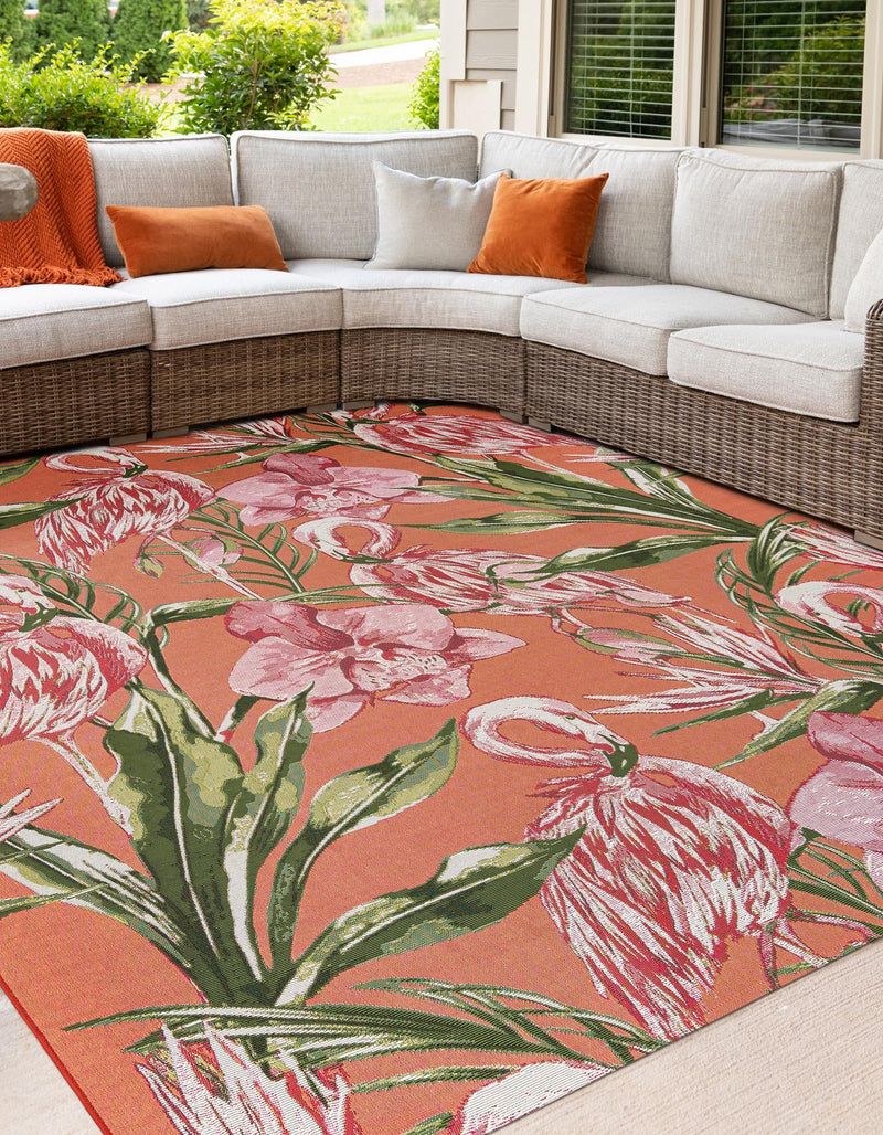 Seaside Blooms Collection Area Rug -  Kyoto Square Coral  lifestyle 29