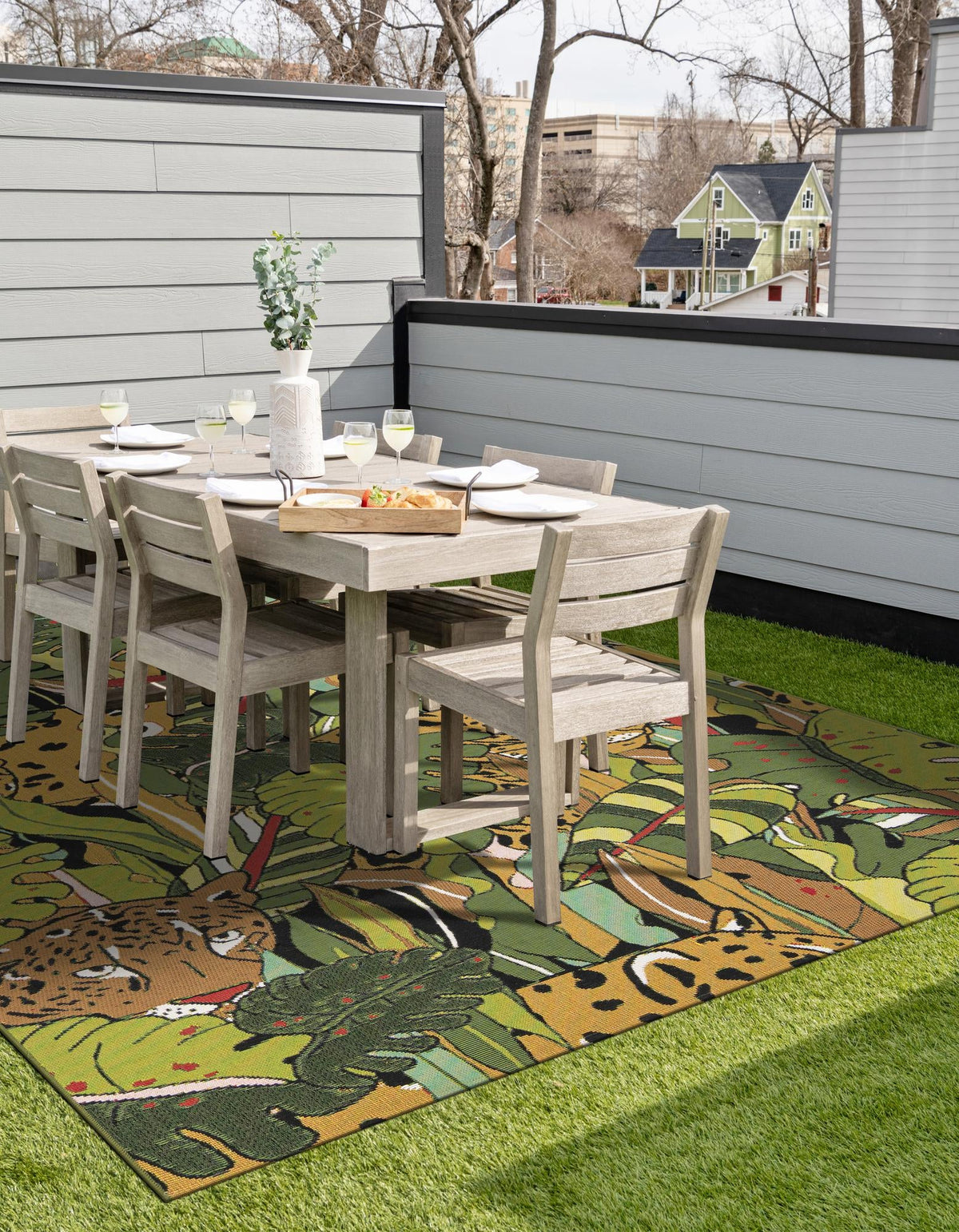 Seaside Blooms Collection Area Rug -  Sorrento Rectangle Green  lifestyle 4