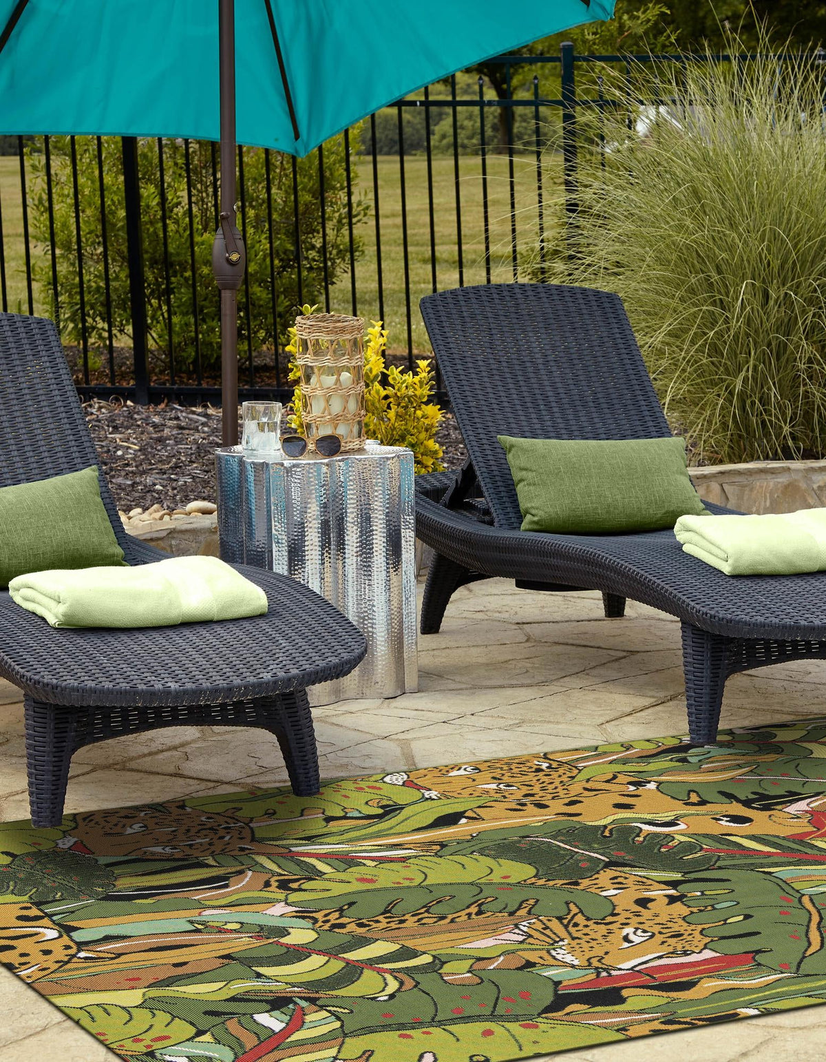 Seaside Blooms Collection Area Rug -  Sorrento Rectangle Green  lifestyle 10
