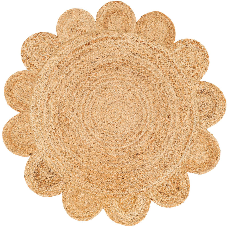 Serenity Braided Jute Collection Area Rug - Seaside Round Natural  lifestyle 85