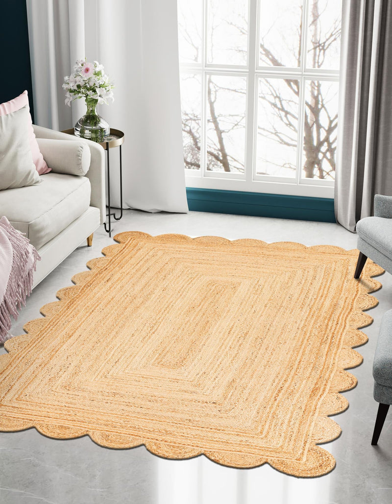 Serenity Braided Jute Collection Area Rug - Seaside Rectangle Natural  lifestyle 3