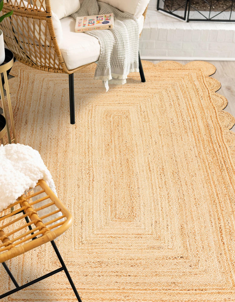 Serenity Braided Jute Collection Area Rug - Seaside Rectangle Natural  lifestyle 7