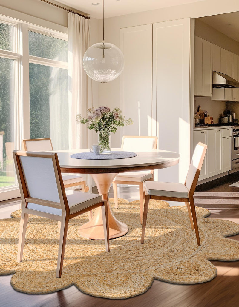 Serenity Braided Jute Collection Area Rug - Seaside Round Natural  lifestyle 56
