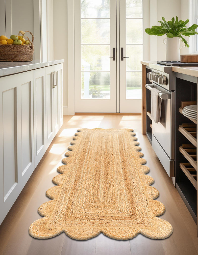 Serenity Braided Jute Collection Area Rug - Seaside Runner Natural  lifestyle 55
