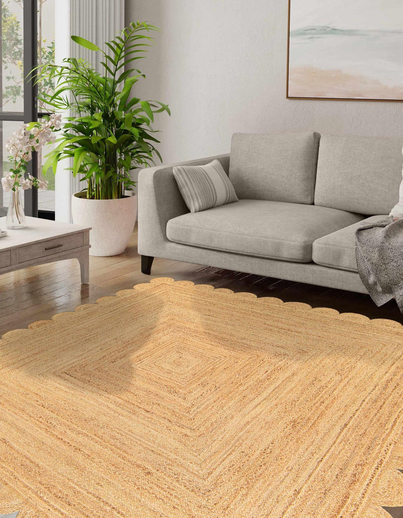Serenity Braided Jute Collection Area Rug - Seaside Square Natural  lifestyle 38