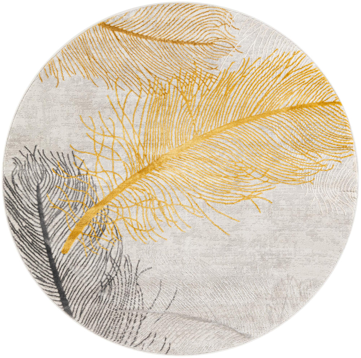 Bloomsbury Elegance Collection Area Rug -  Westminster Round Yellow Gray  lifestyle 46