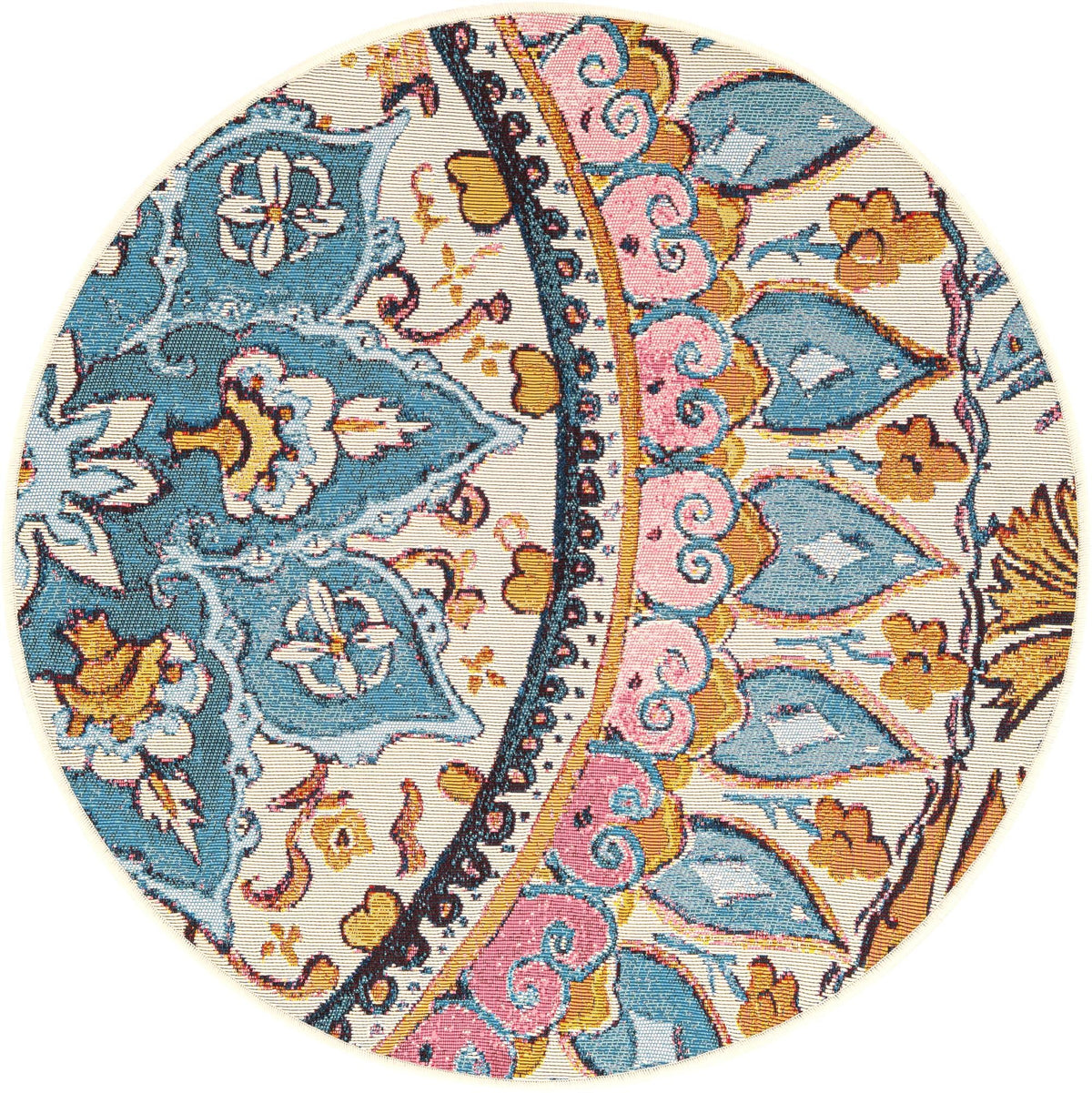 Patio Heritage Collection Area Rug - Tuscany Round Multi  lifestyle 40