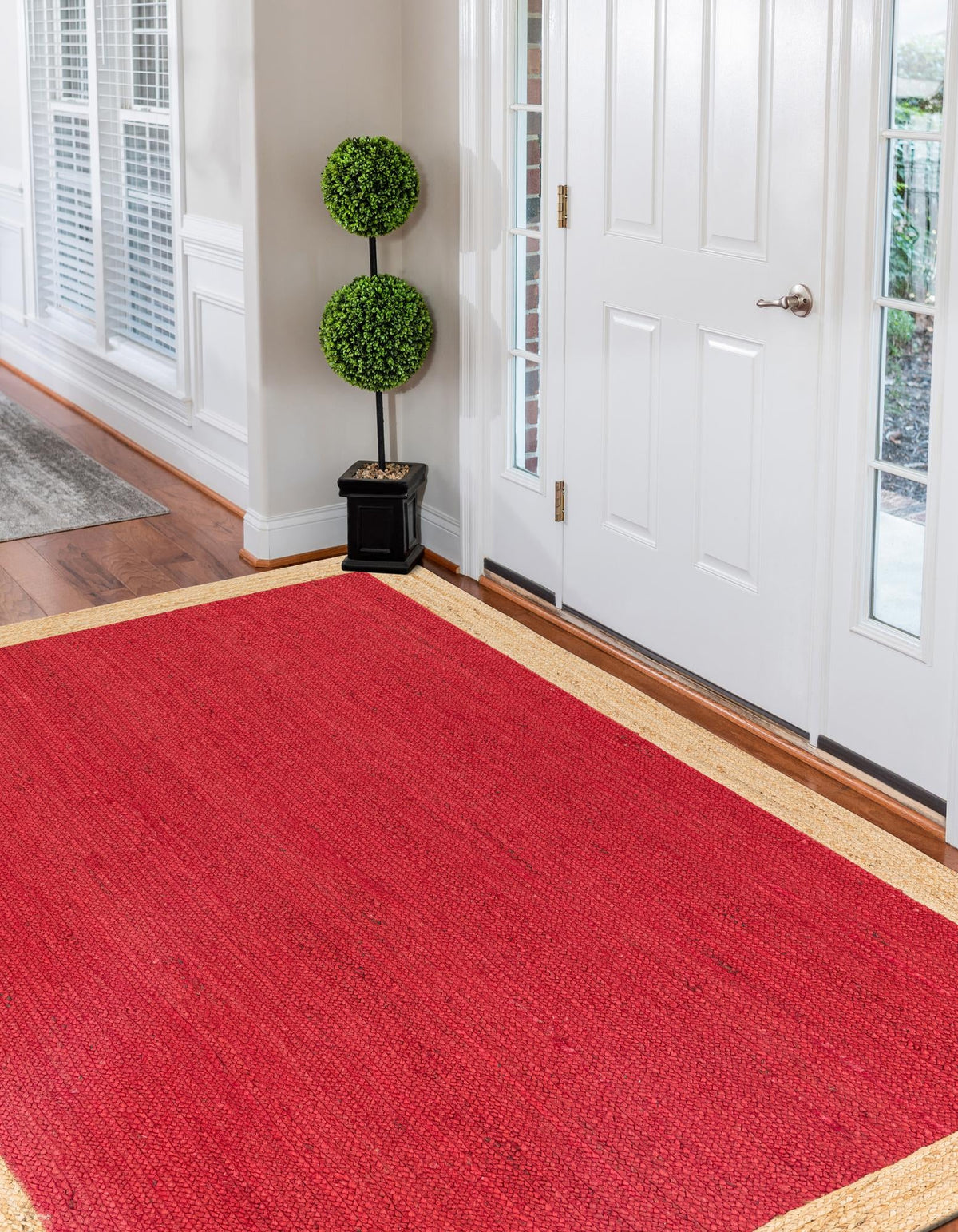 Woven Seaside Jute Collection Area Rug - Nantucket Rectangle Red  lifestyle 13