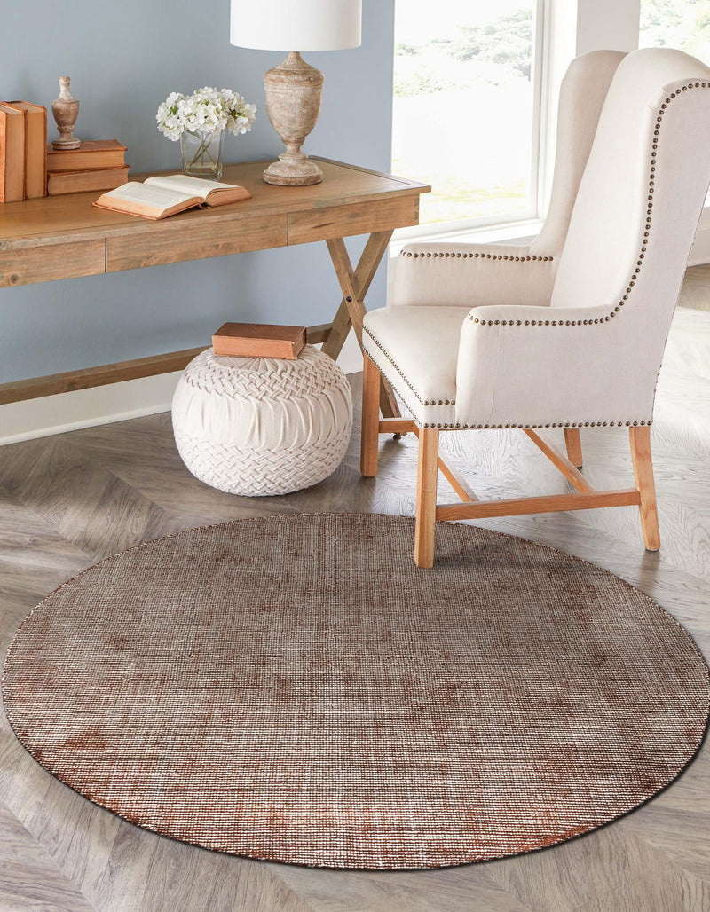 Berkshire Estate Collection Area Rug - Windsor (Mocha Brown) Round Mocha Brown  lifestyle 17