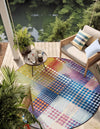 Urban Terrace Collection Area Rug -  Atrium Round Multi  lifestyle 21